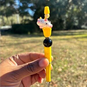 Handmade Yellow Black & White  Cow Novelty Pen
